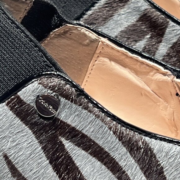 CALVIN‎ KLEIN Jordan Zebra Hair Calf-Black/Gray Booties Side Zip-Sz 7 note pic - Picture 6 of 10